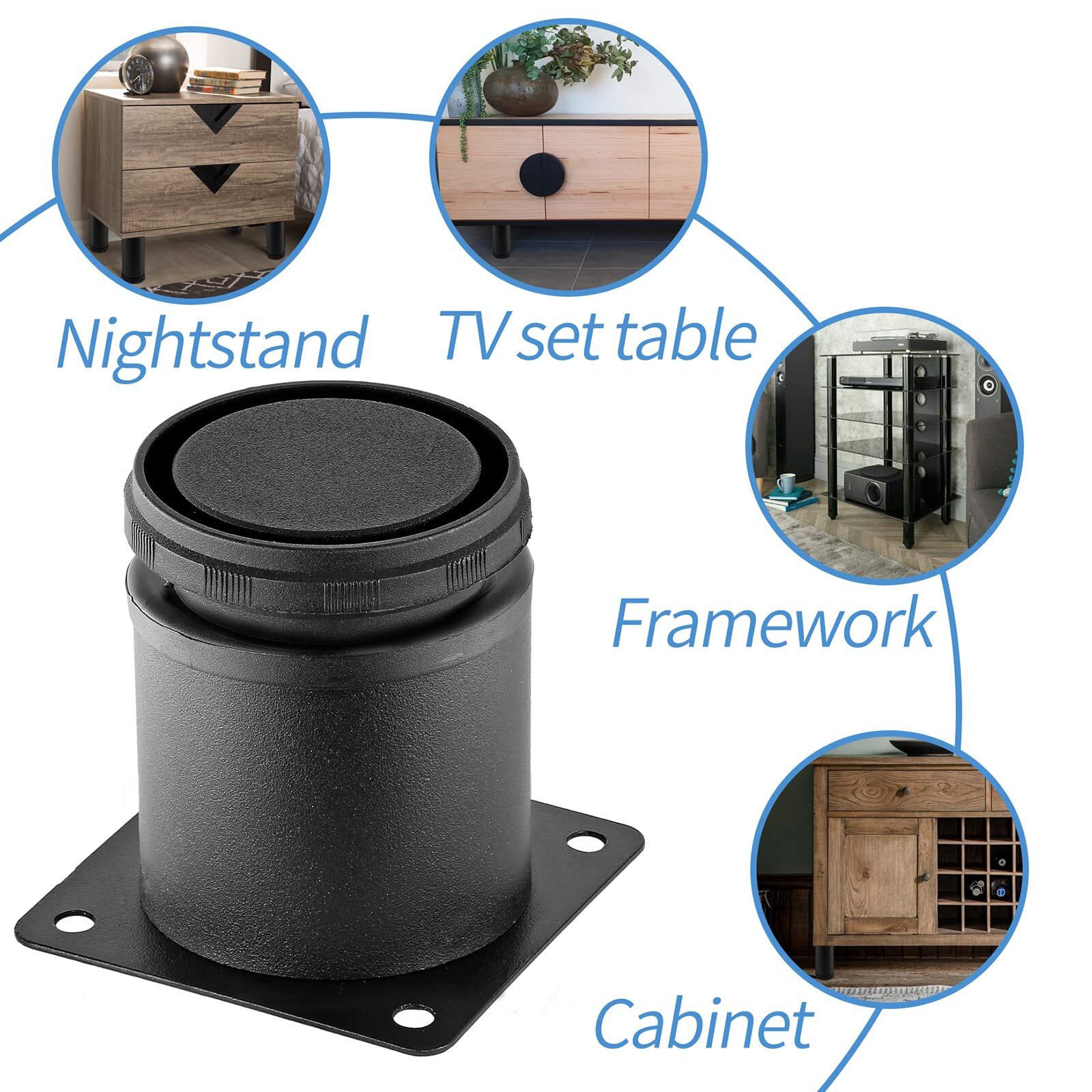 4-Pack 2.5-in Adjustable Metal Furniture Legs Stainless Steel Round Cabinet