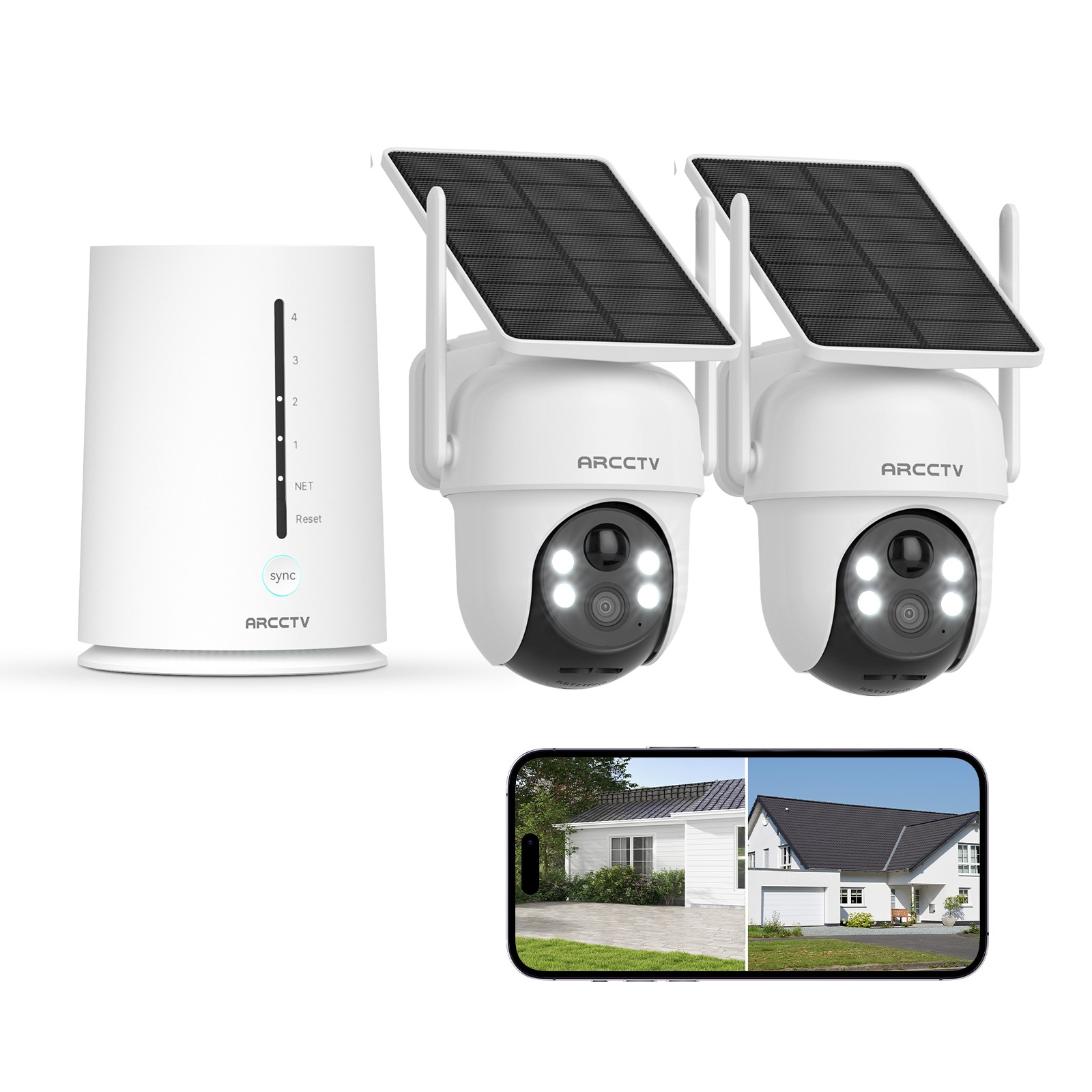Solar Security Camera System Outdoor Wireless WiFi Home Pan/Tilt Battery Powered