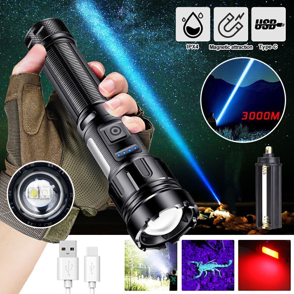 UV Flashlight LED Torch 2 in 1 White&Black Light Waterproof 395nm Light Bright