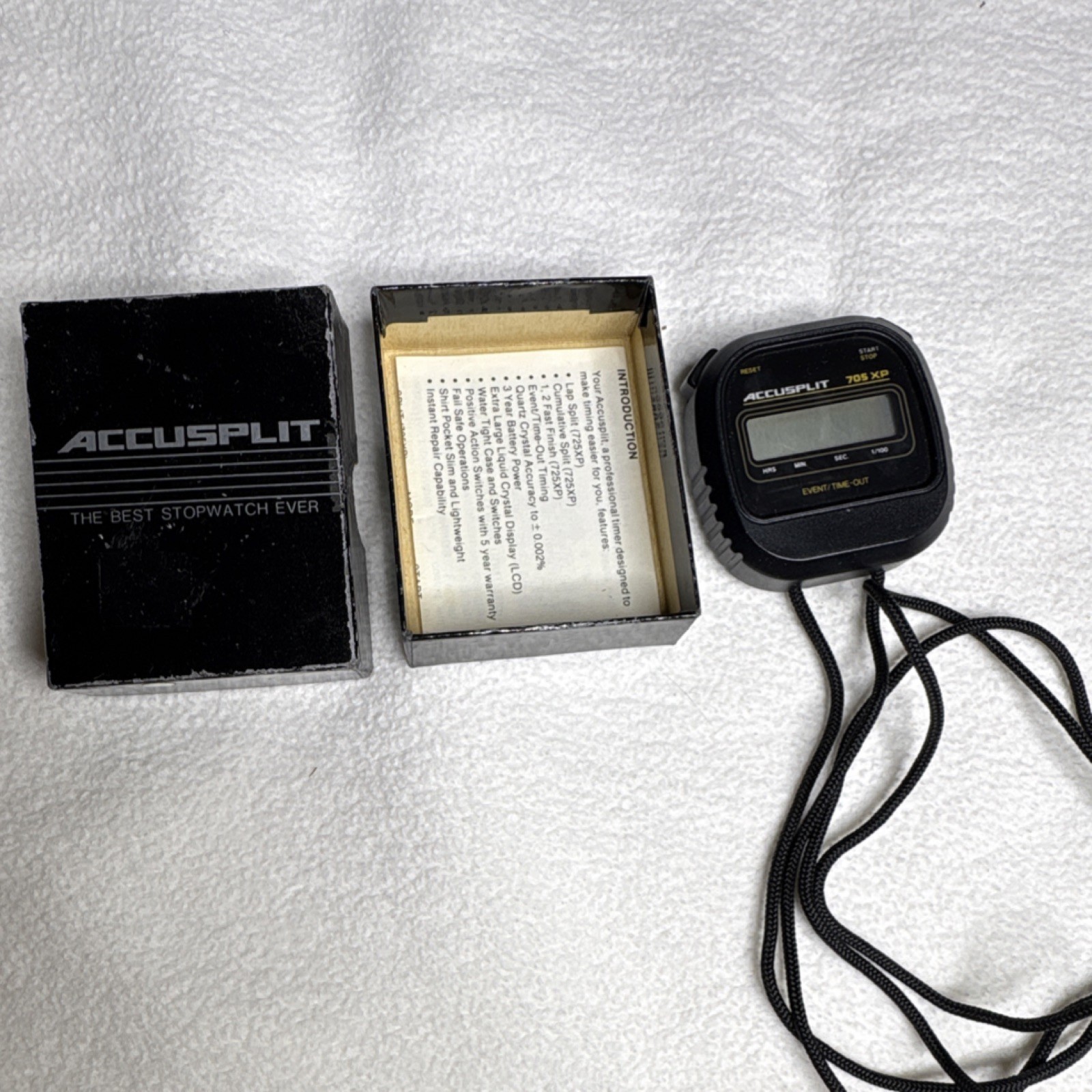 Accusplit 705XP Stopwatch Timer Black with Box & Manual