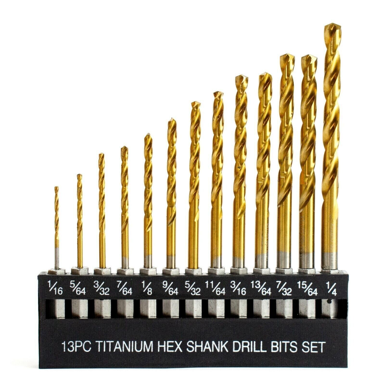 13pc Hex Shank Titanium Drill Bit Set (Quick Change)