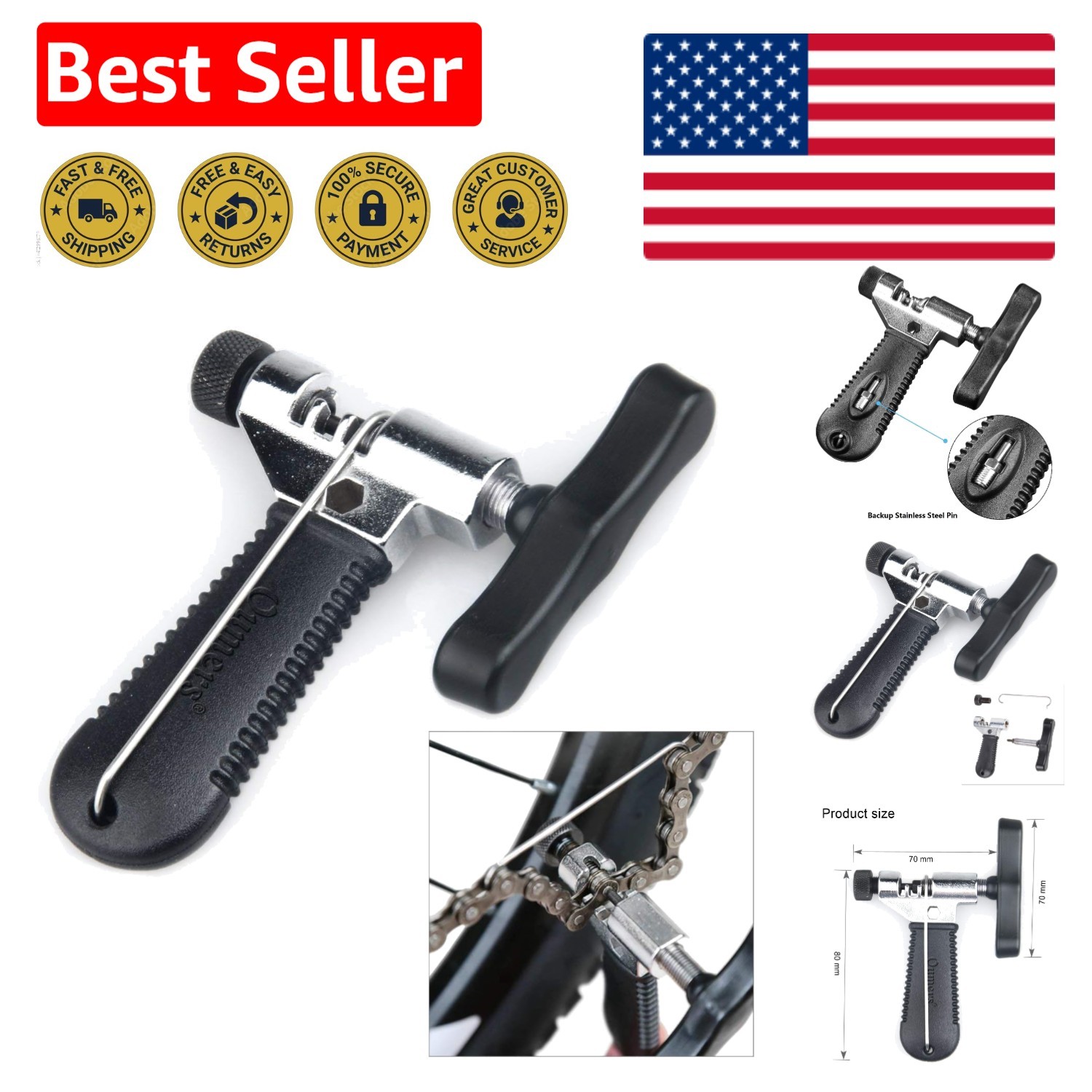Versatile Chain Breaker and Installer Kit – Fits 7/8/9/10 Speed Bicycle Chains