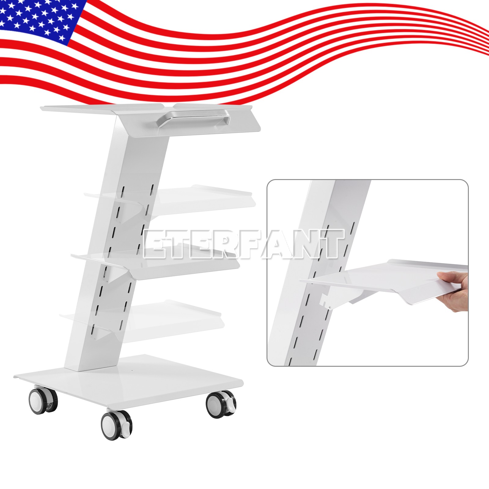Dental 5 Drawers Cabinet Rolling Cart Acrylic Wooden/3 Layer Trolley Mobile Cart
