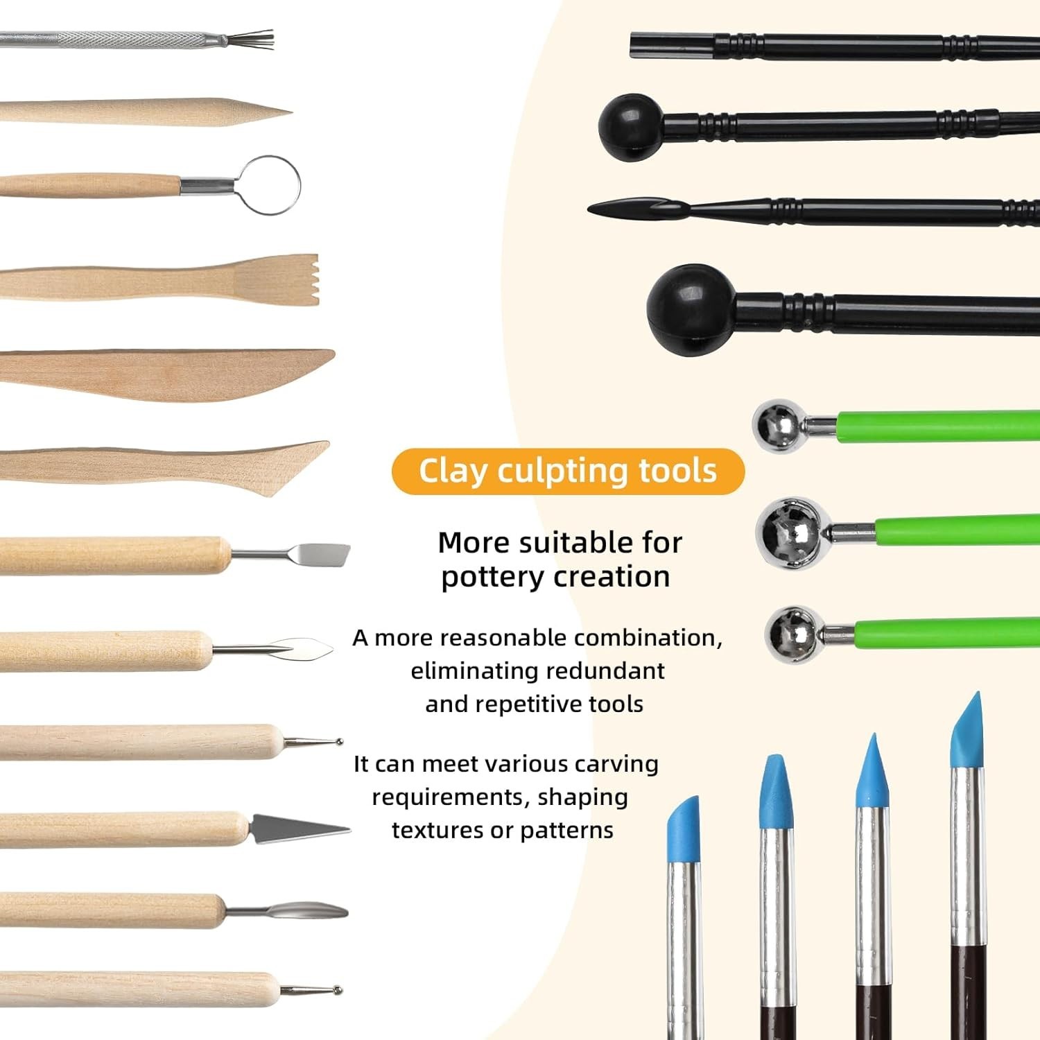 29 PCS Clay Sculpting Tools Kit Pottery Modeling Carving Set for Beginners