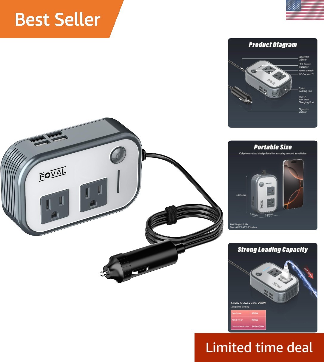 Multi-Protection 200W Car Power Inverter - Essential Accessory for Road Trips