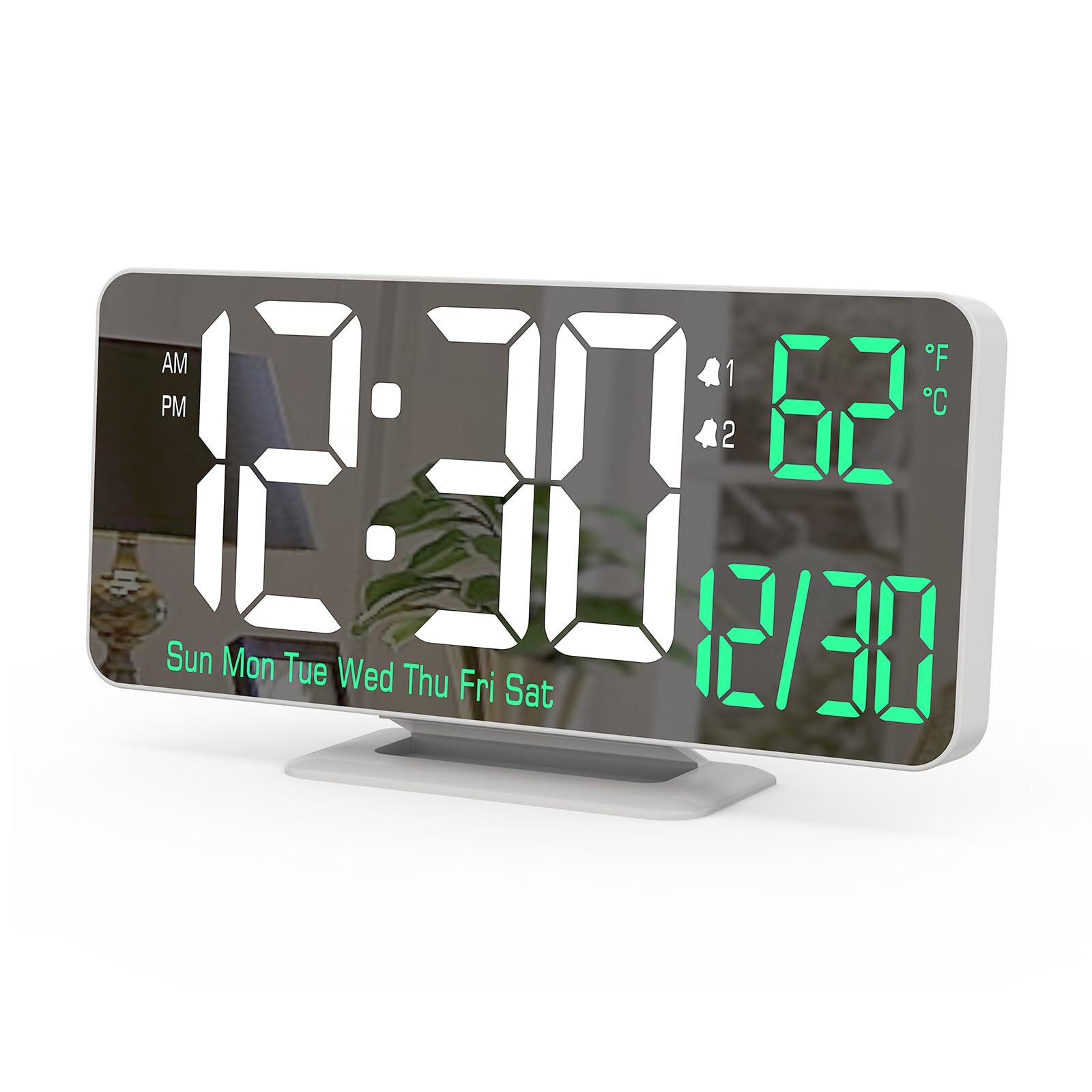 Alarm Clock for Bedroom, 6.7" Led Desk Digital Clock,Mirror Clock,Dual Alarm ...