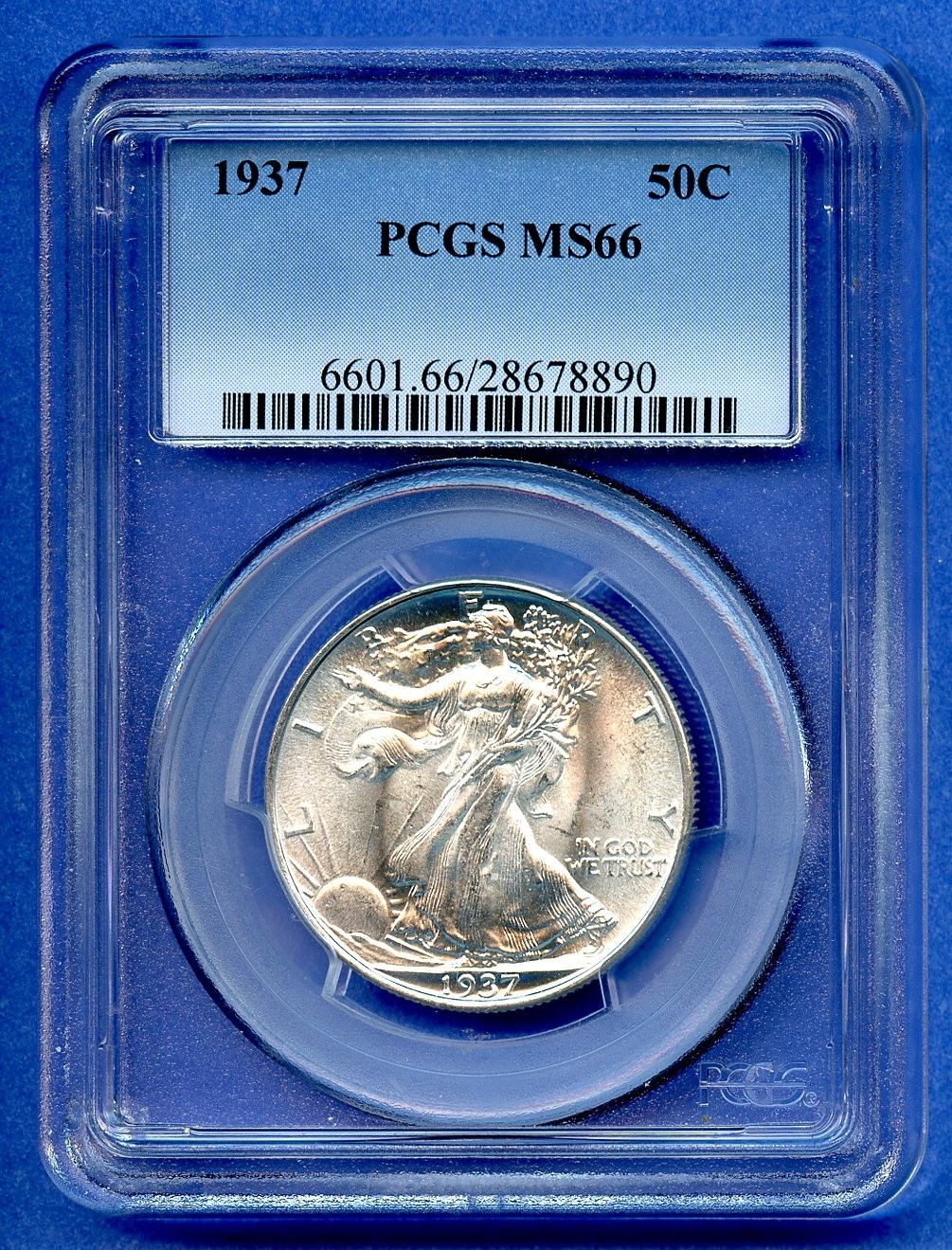1937 P PCGS MS66 Walking Liberty Silver Half Dollar 50c US Mint Coin Blast White