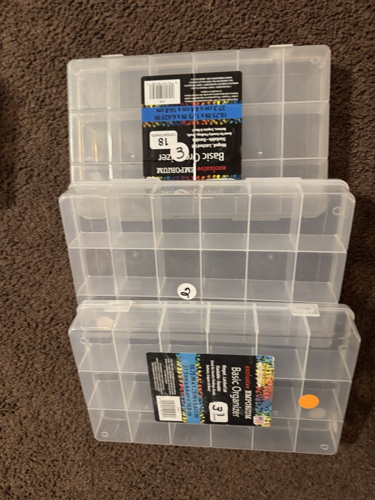 Storage Containers  For Beads, Set Of Three