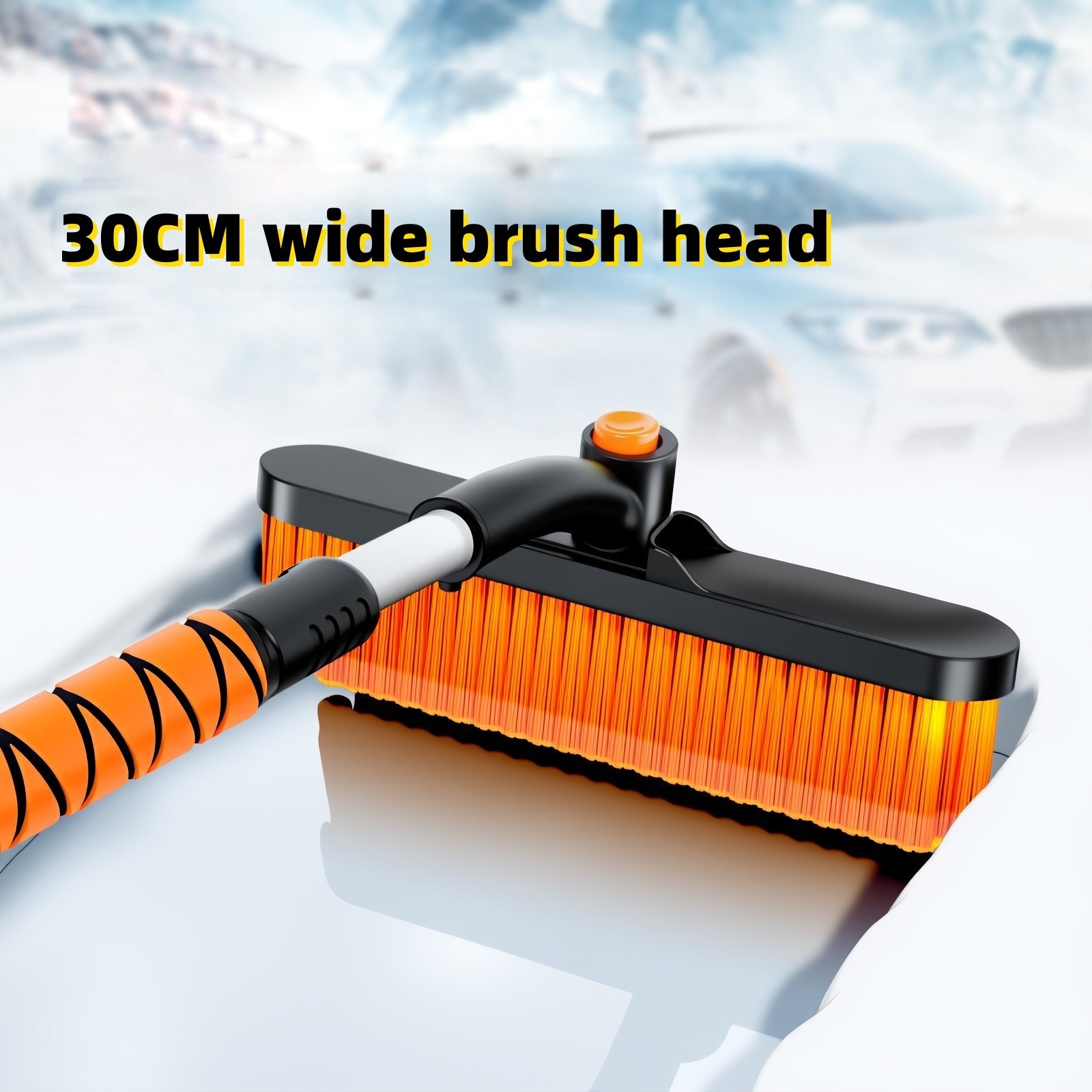 360°Rotating Extendable Snow Brush and Ice Scraper, Telescoping Ice Scraper 35.4