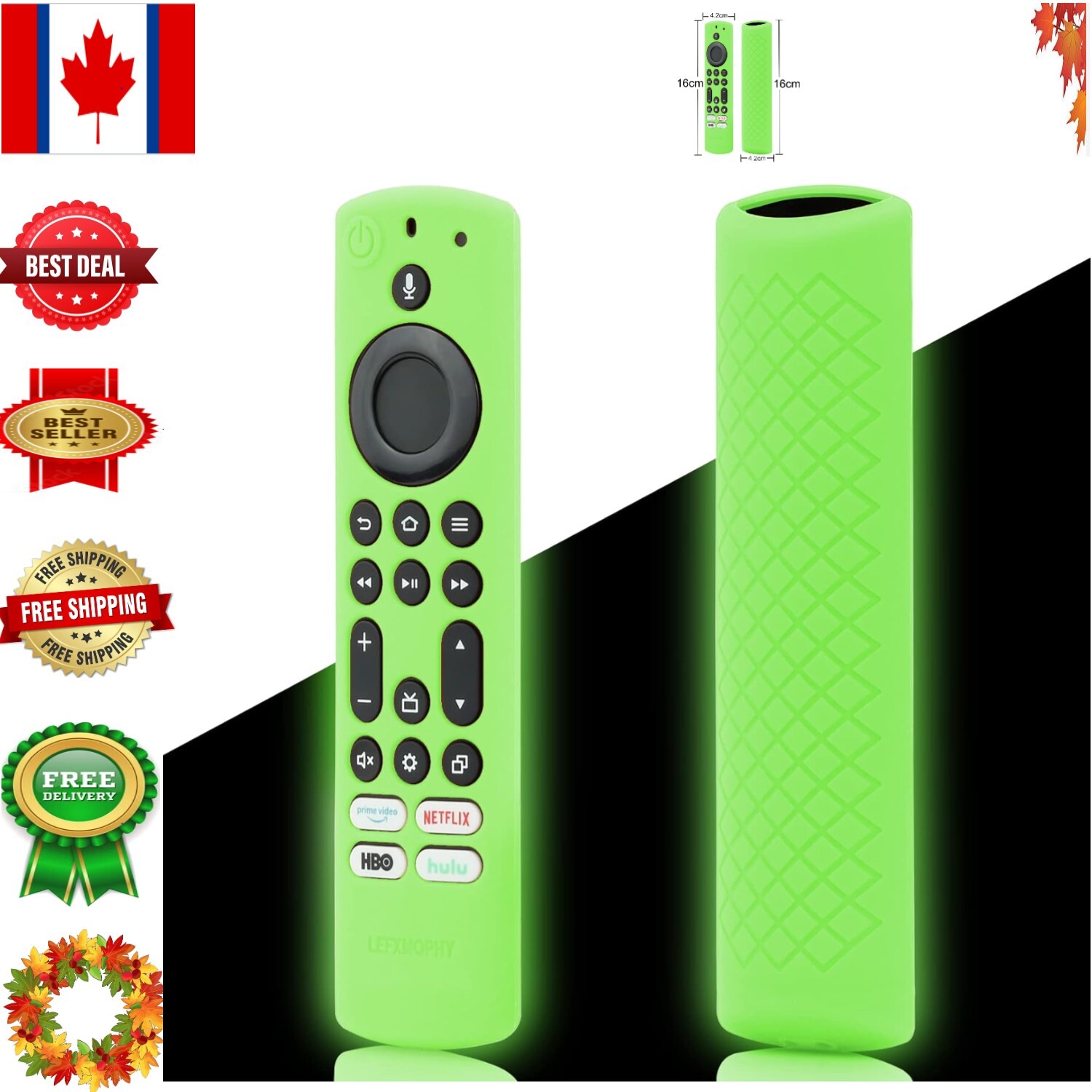 Glow-in-the-Dark Remote Cover for 6.2-inch FireTV Toshiba and Insignia Alexa ...