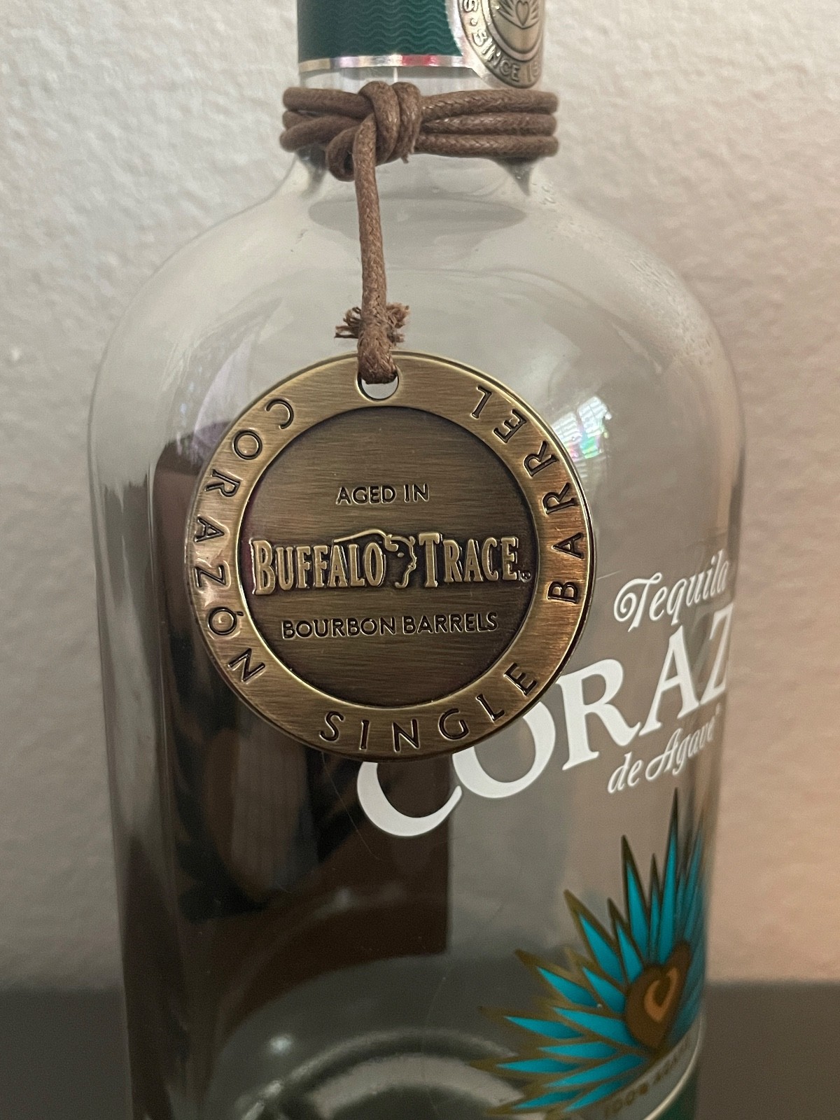 Corazon Tequila Buffalo Trace Medallion and Empty Anejo Bottle and Stopper