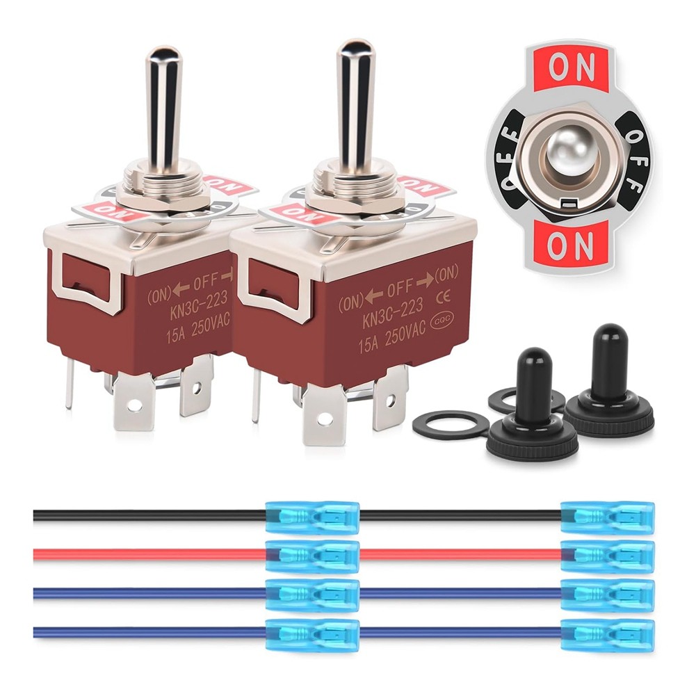 4Pin Reverse Polarity Toggle  2PCS 12V Momentary Rocker  30A on Off on DPDT8403