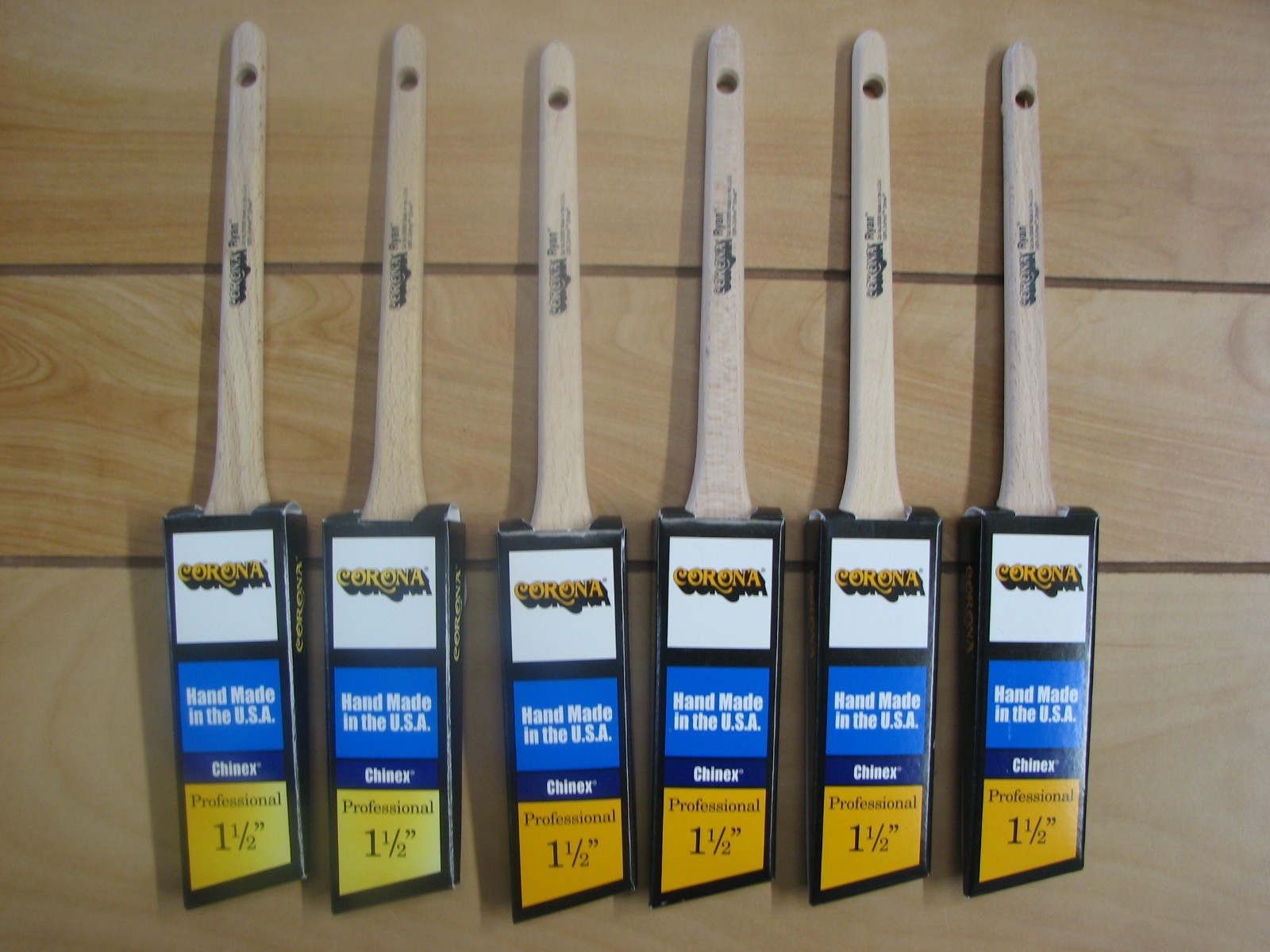 6 EA- CORONA 1 1/2" RYAN PRO ANGLE SASH PAINT BRUSH, CHINEX MADE IN USA
