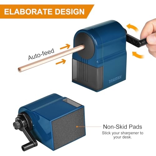 Manual Pencil Sharpener with Container 5 Grades of Thickness Blue | Desktop