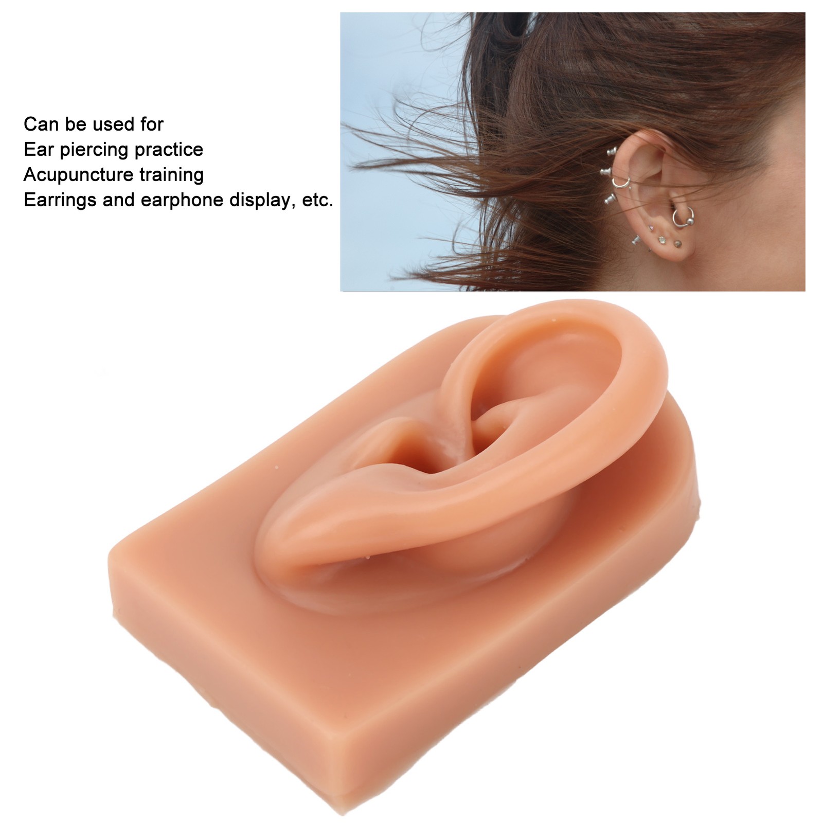 Professional Piercing Practice Ear Model For Earrings Display NEW↑