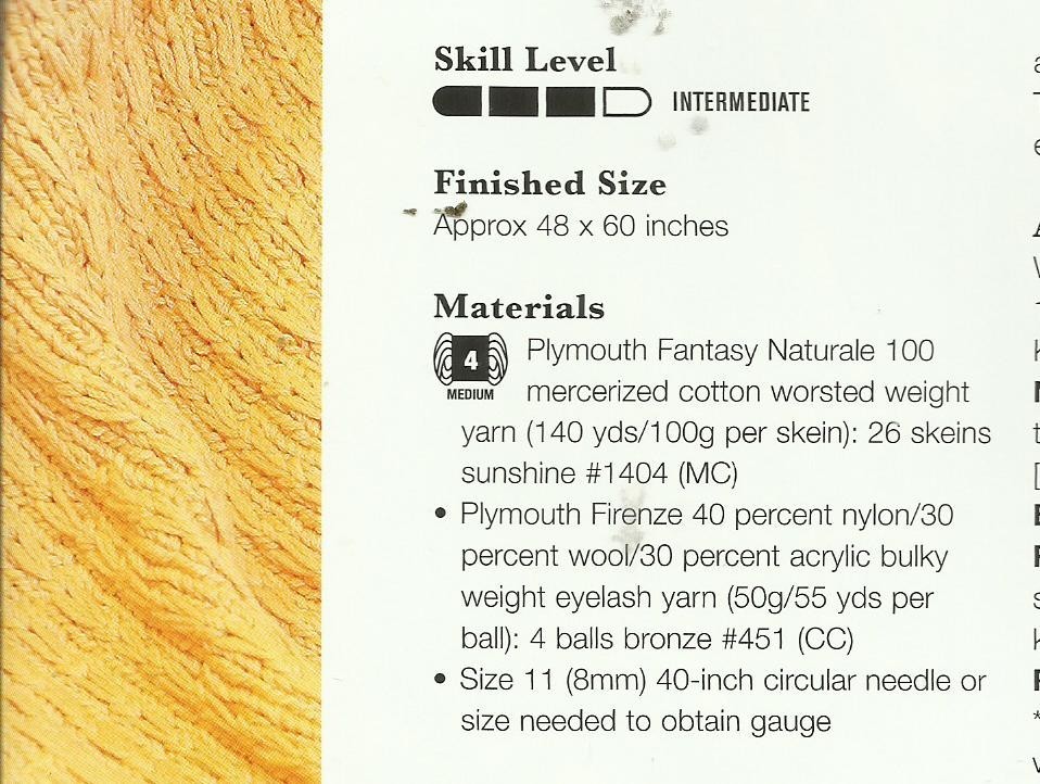 C0737 SUMMER SUNSHINE AFGHAN KNITTING PATTERN/INSTRUCTIONS