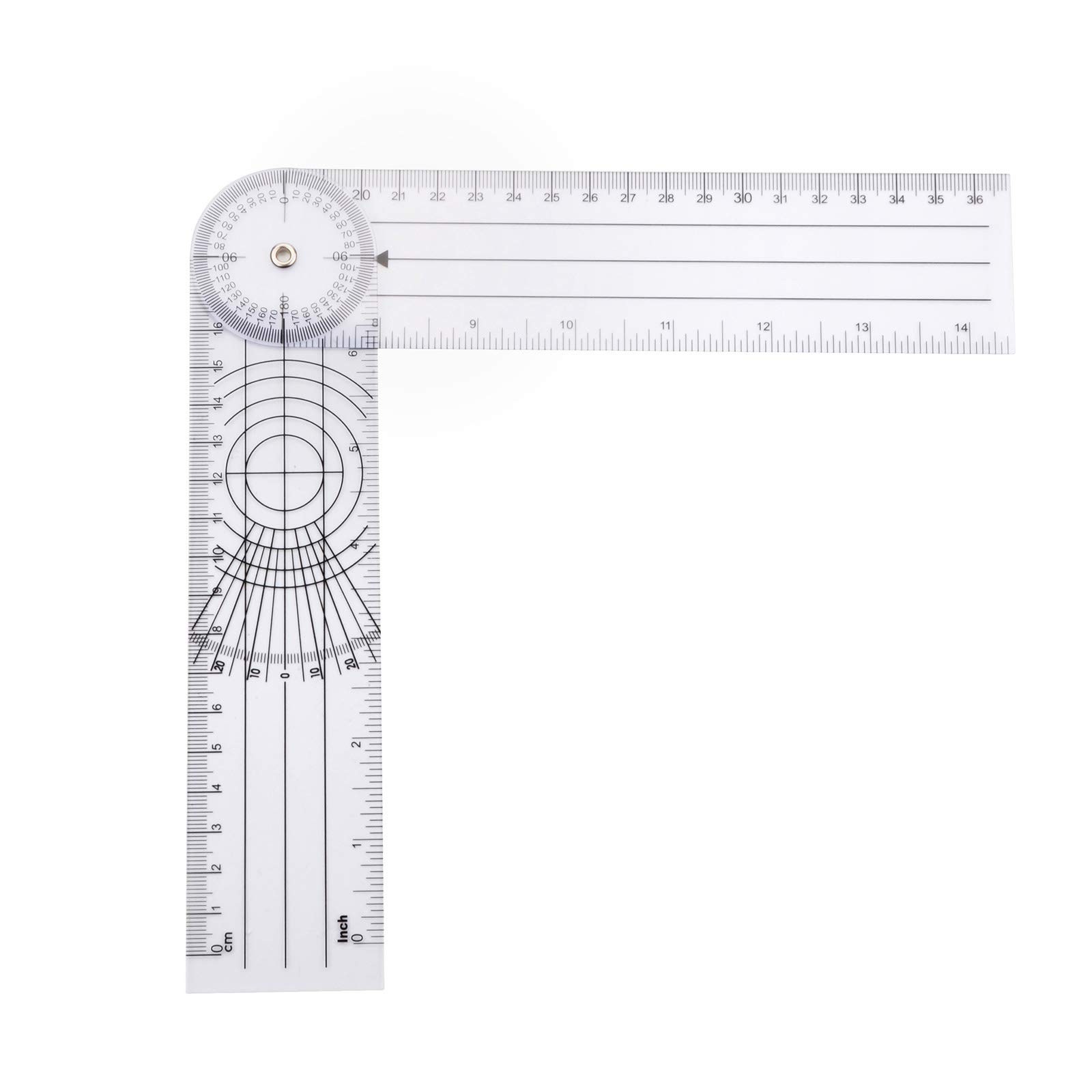 WIN TAPE Clear Plastic Goniometer 360° 7'' Arms