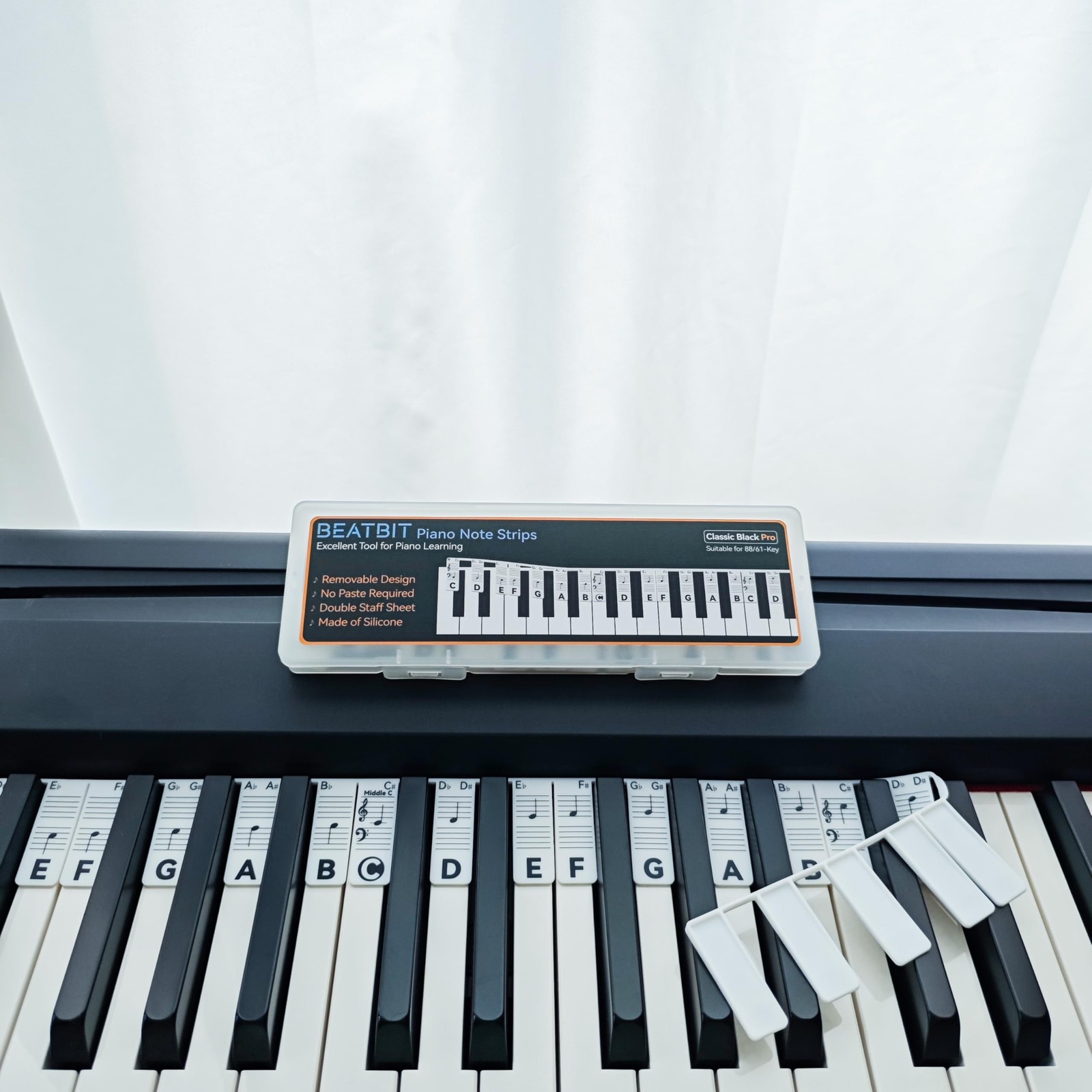 Piano Note Strips for 88/61~Key Keyboard, Thickened Anti~Stuck, Beginner