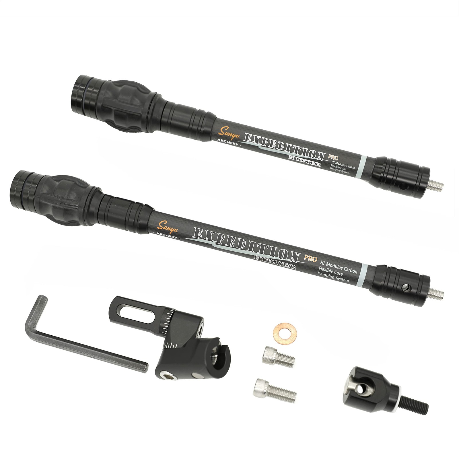SUNYA Archery 3in1 Compound Bow Stabilizer Kit, 8"+10" + Quick Black