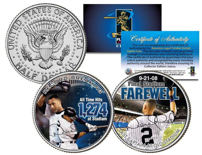 DEREK JETER * Yankee Stadium Farewell * JFK Half Dollar US 2-Coin Set *LICENSED*