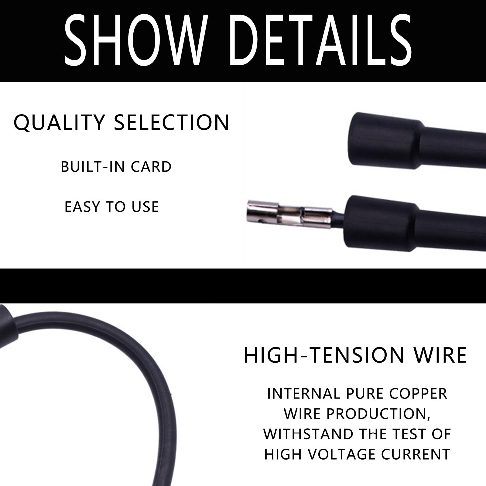 Inline Spark Plug Tester, Straight Boot Engine Ignition black