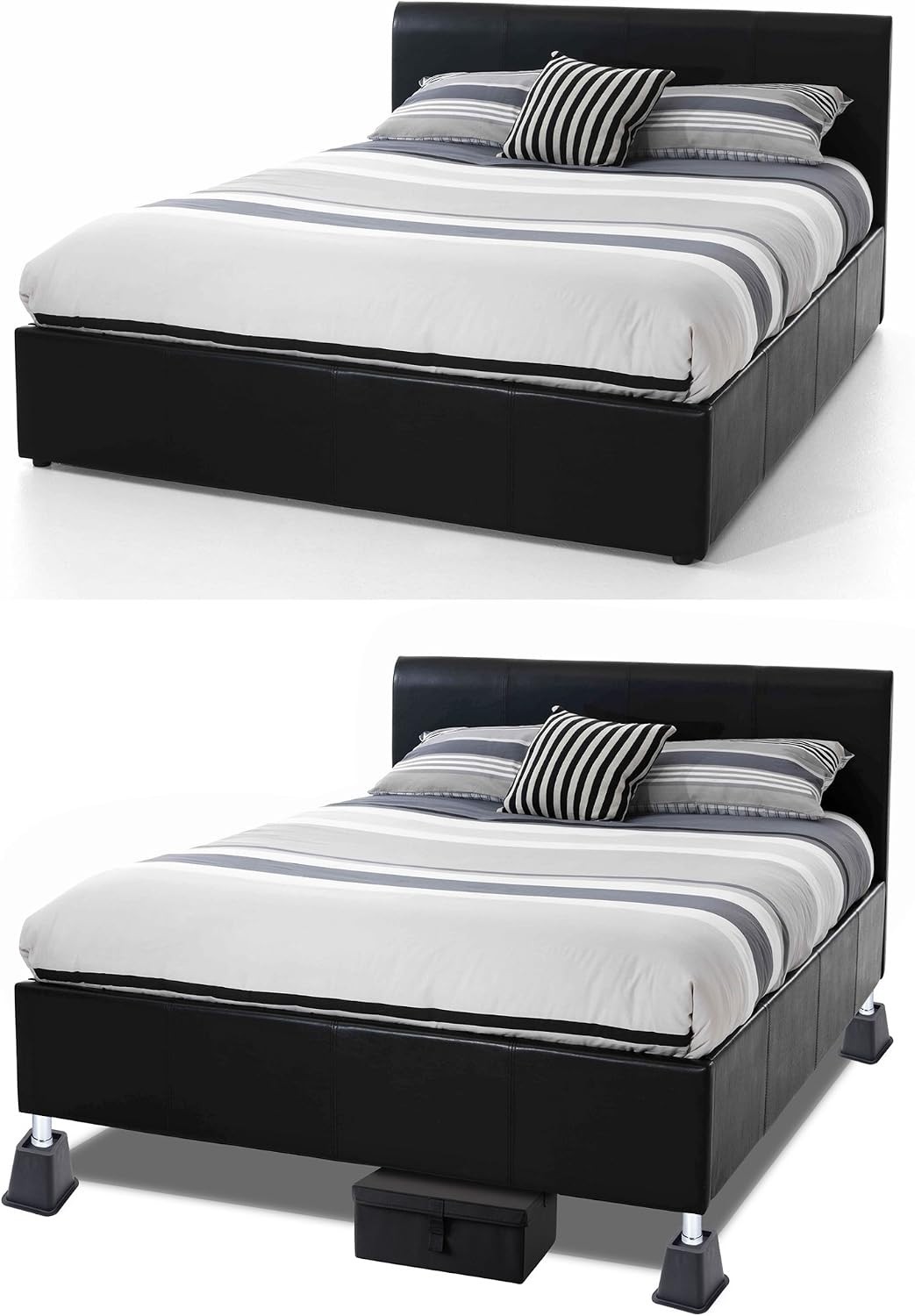 5 Inch Black Bed Risers Durable Plastic Stackable Furniture Elevators for Dorms