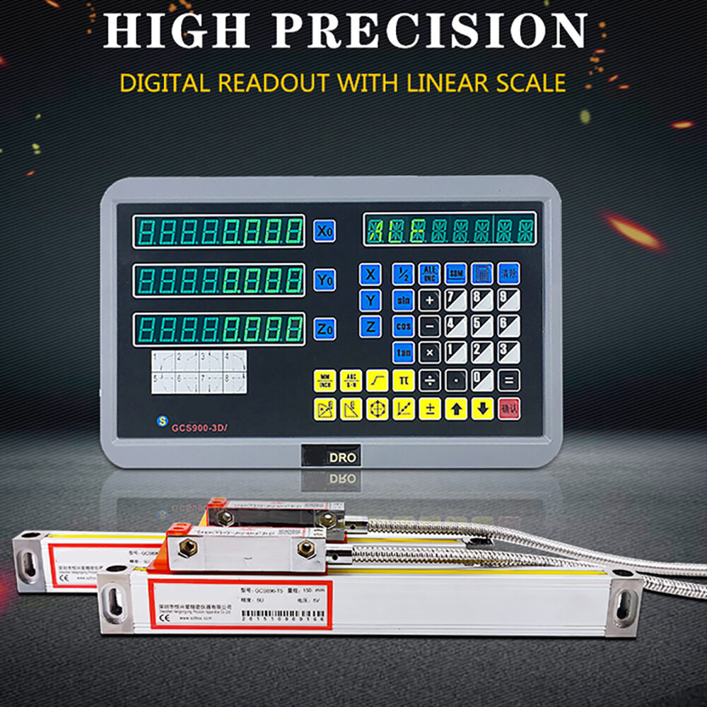 2Axis/3Axis Digital Readout DRO Display Linear Scale Encoder for Mill Lathe US