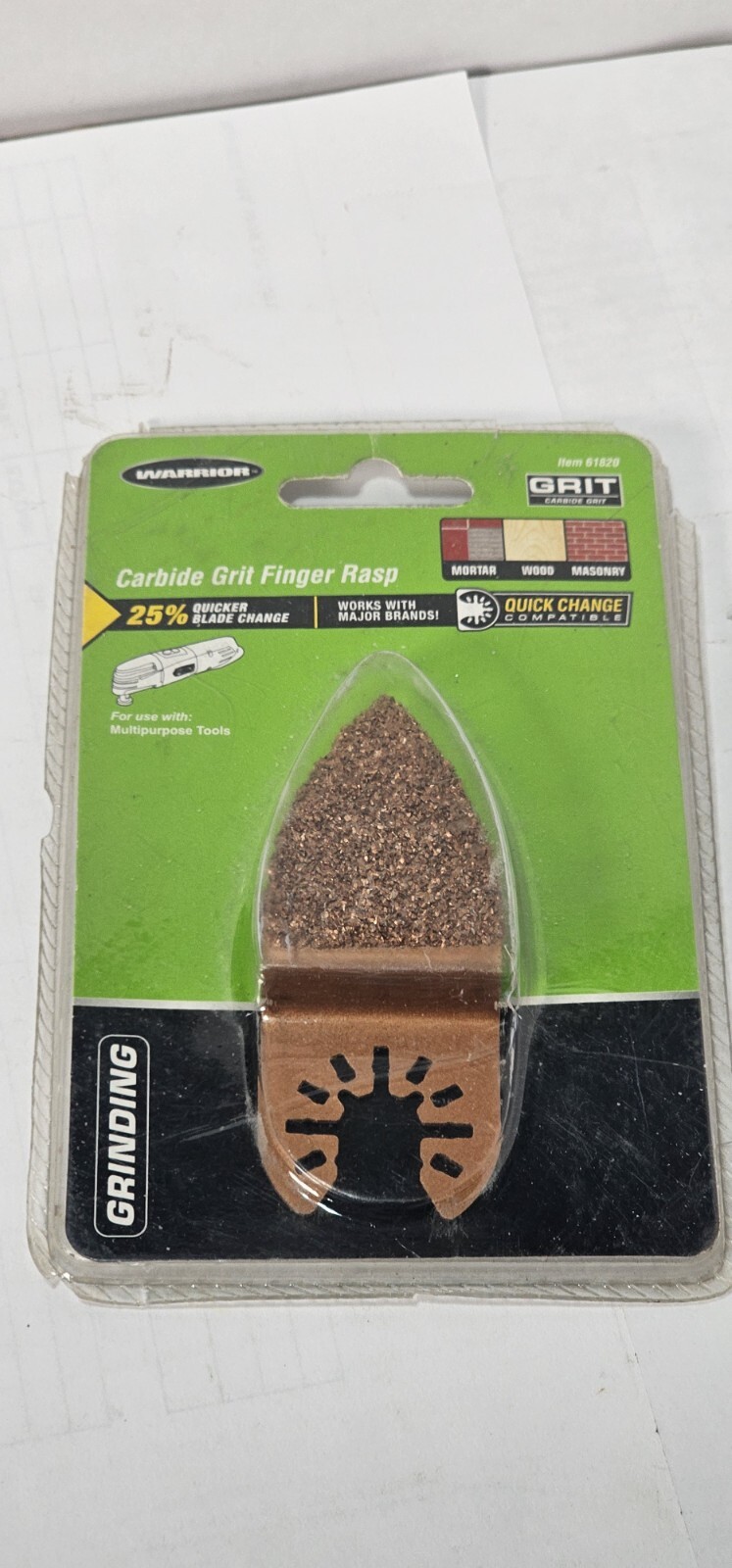Warrior Carbide Grit Finger Rasp Multipurpose Tool Coarse Sanding Quick Change