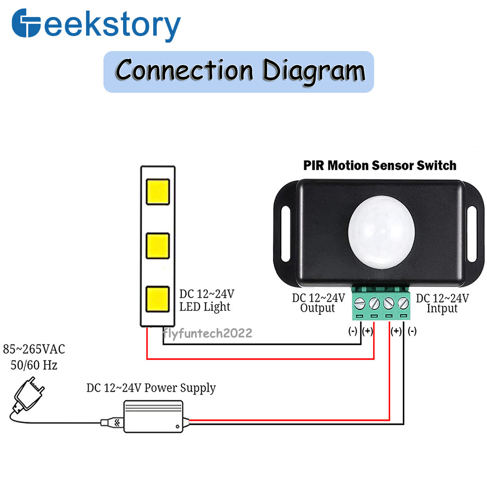 DC 12V-24V PIR Sensor Infrared Motion Detector Switch with Adjustable Timer