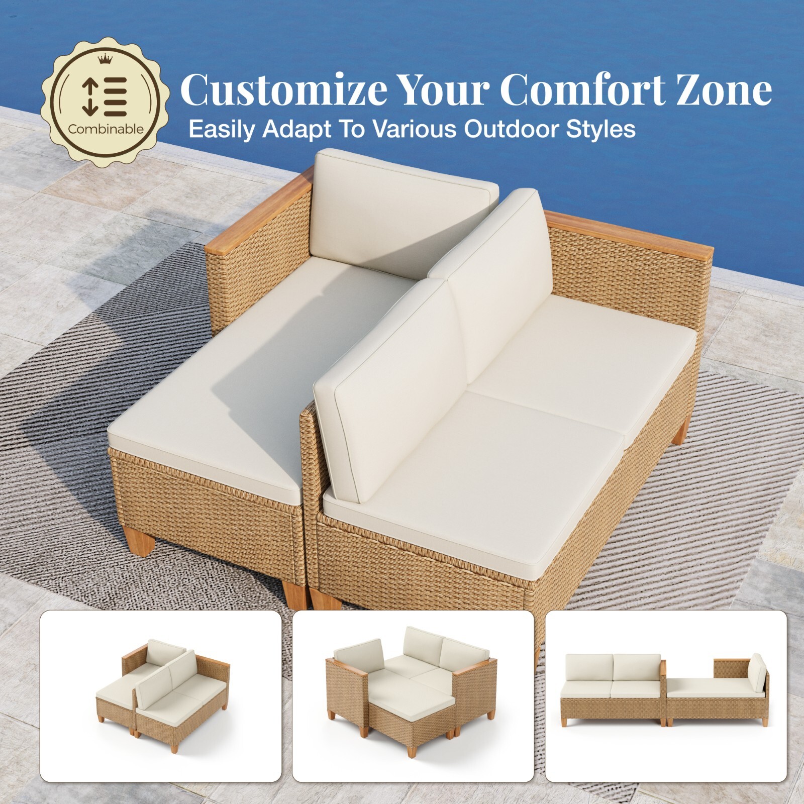 Outdoor Furniture Rattan Furniture Patio Conversation Set Outdoor Wicker Sofa