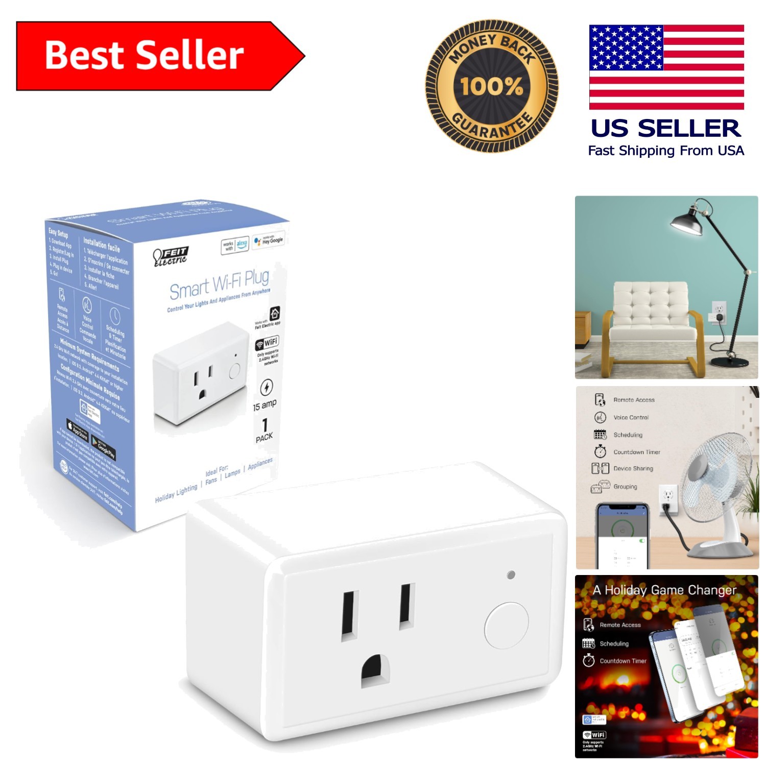 Compact Indoor WiFi Outlet - Control Appliances with Alexa & Google Home