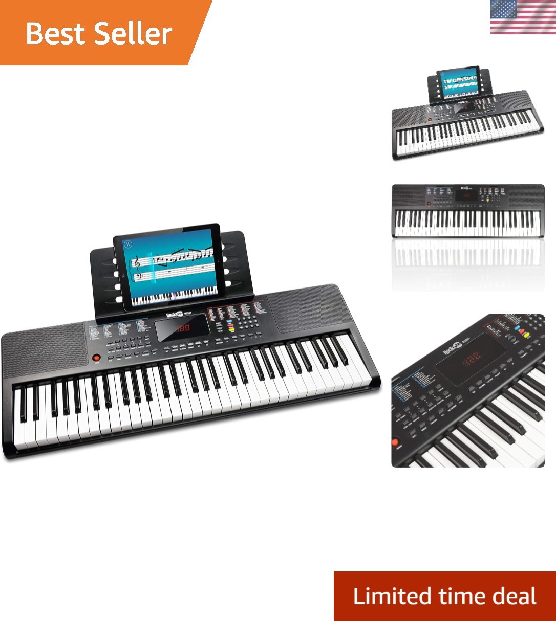 Brand New 61-Key Compact Keyboard Piano with LED Display, Keynote Stickers & ...