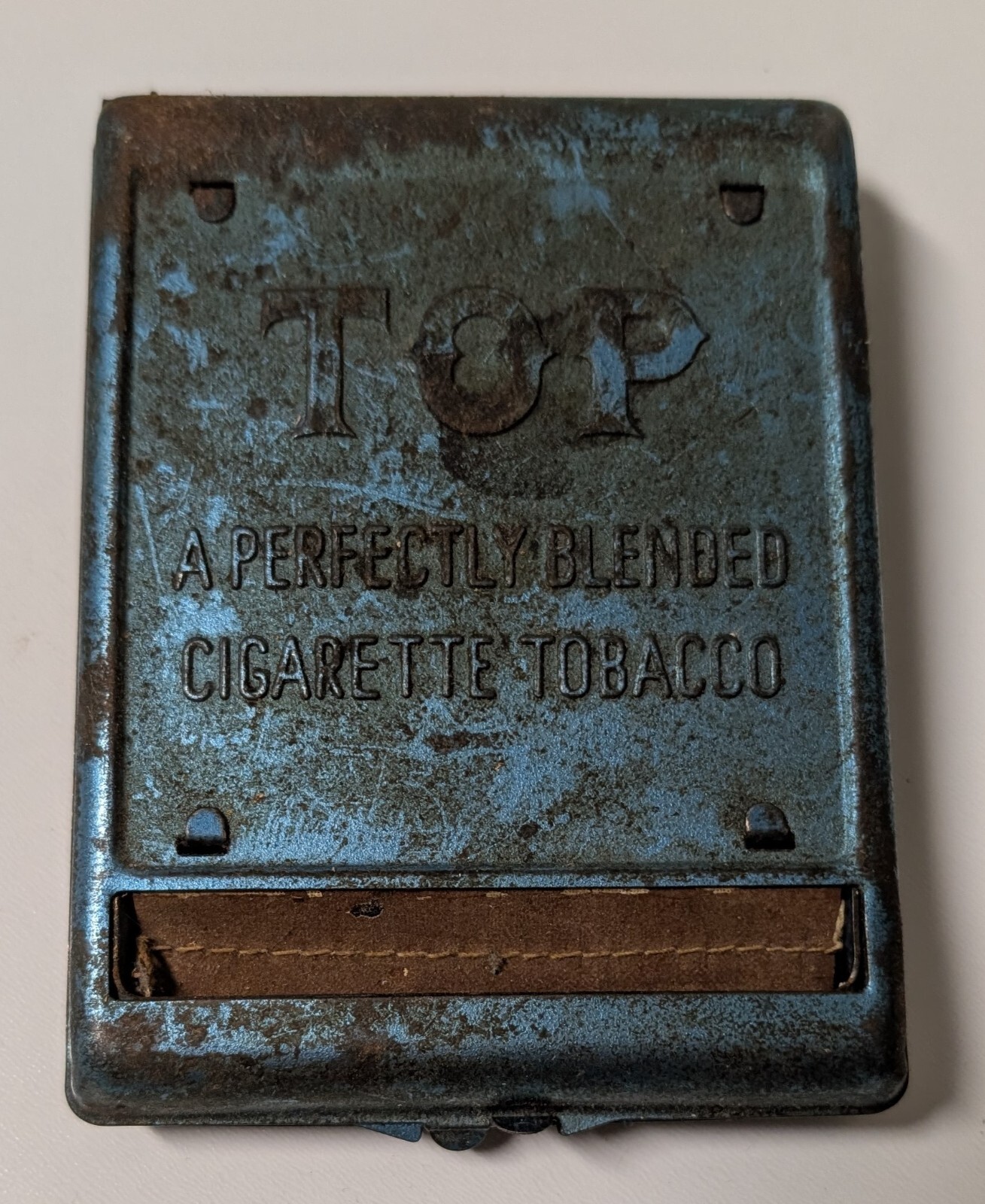 Vintage TOP Perfectly Blended Tobacco Cigarette Blue Tin Paper Roller