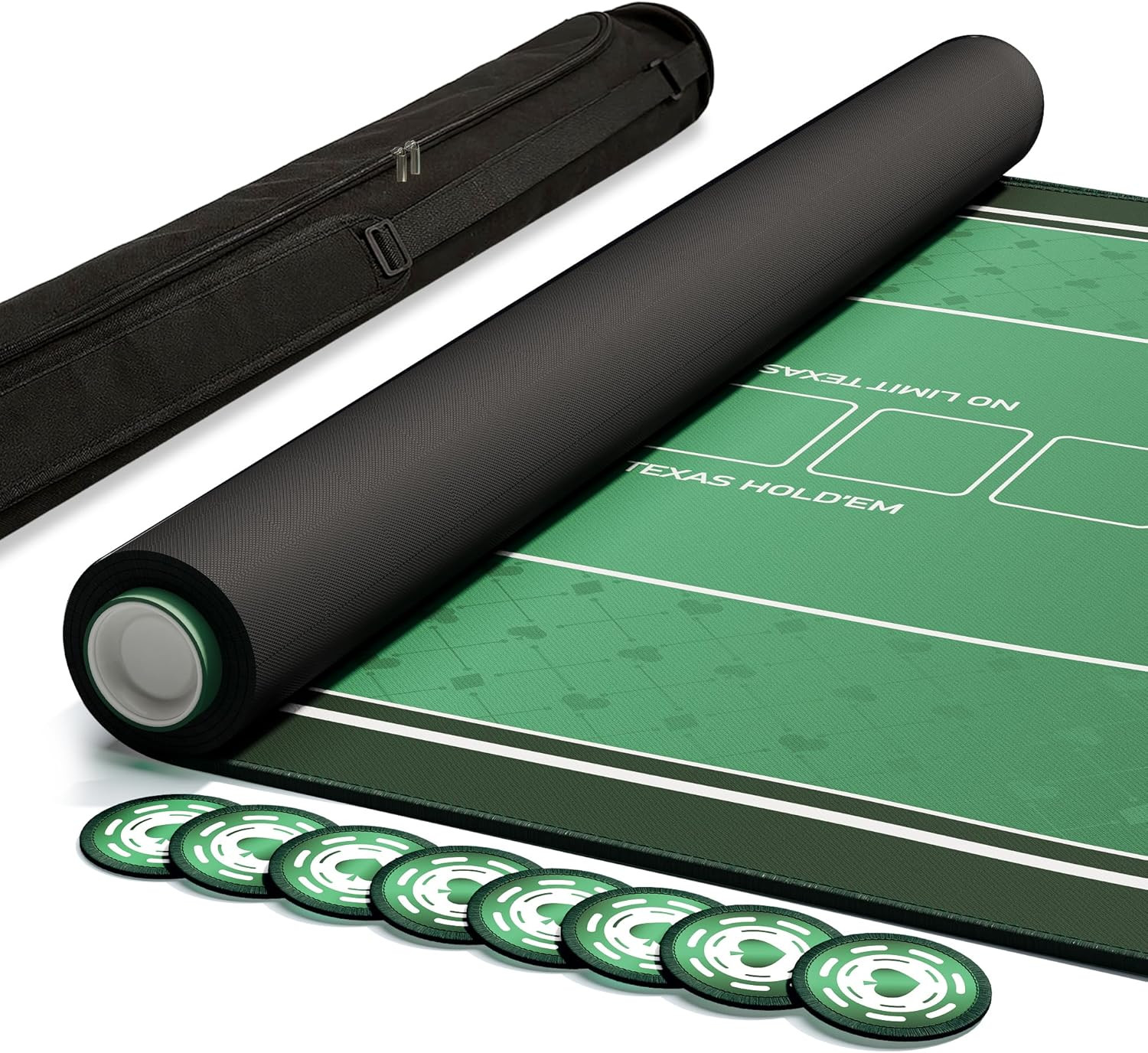 Poker Table Top Mat 70" X 35", 3Mm Thickened Portable Texas Hold'Em Casino Table