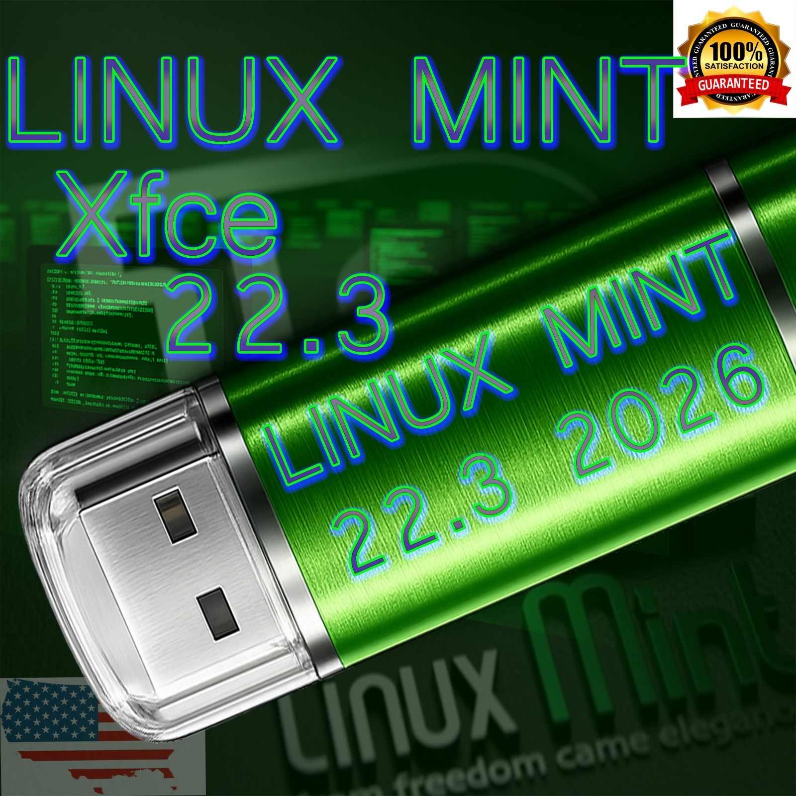 Linux Mint 22.3 XFCE – Bootable USB Live Installer – PC & Intel Mac – UEFI/BIOS