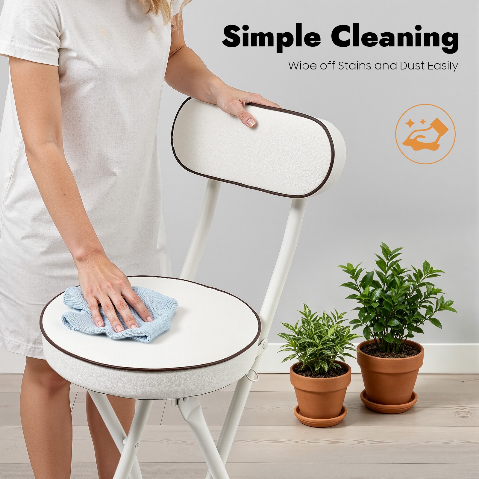 2 Pcs Folding Bar Stool with Backrest Tall Foldable Stool Chair Portable High...