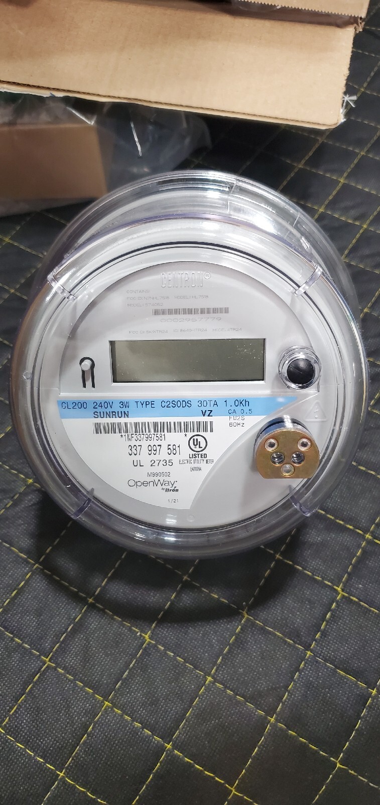 Centron Itron Sunrun OpenWay Smart Meter CL200 240V 3W C2SODS
