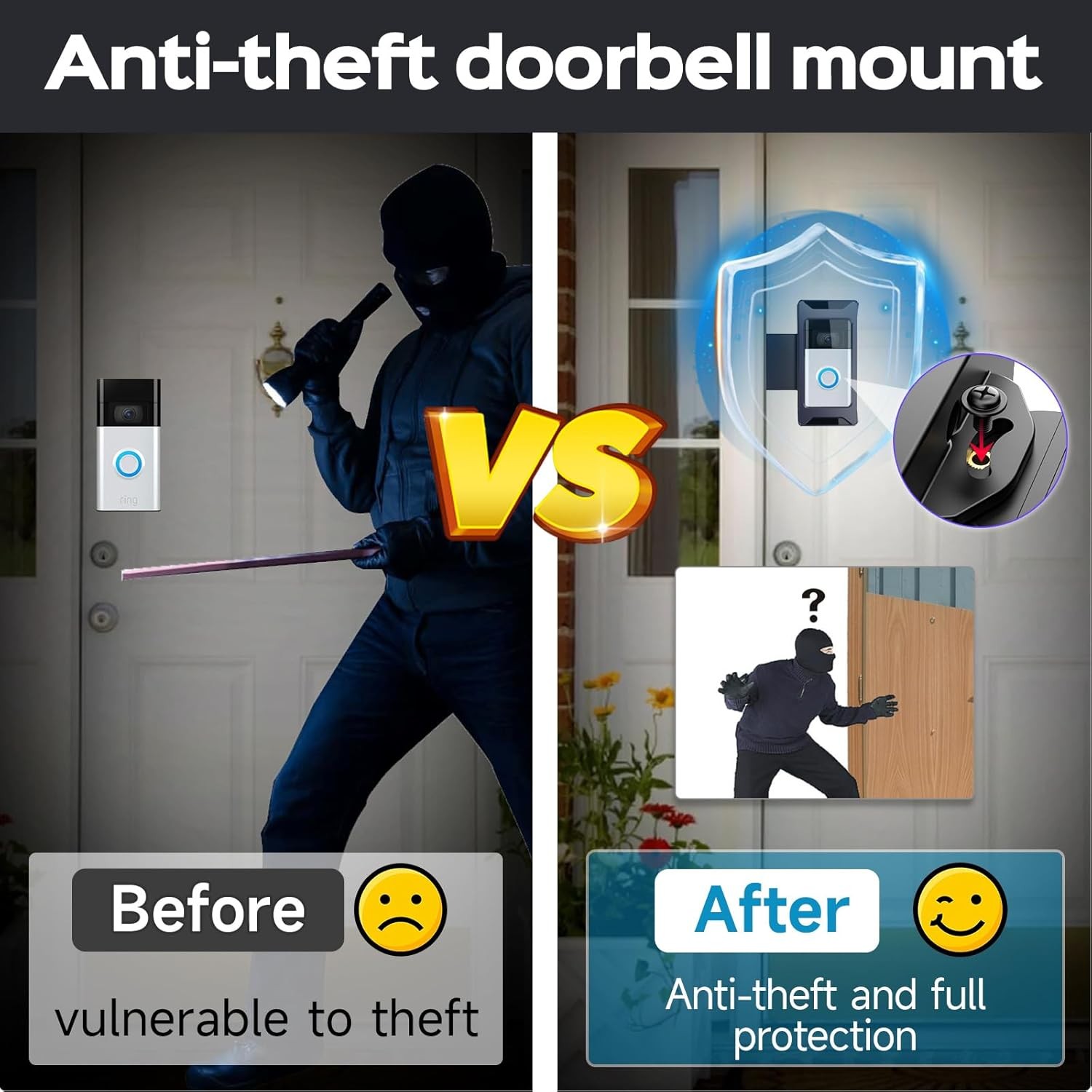 Anti-theft Video Doorbell Mount Adjustable Bracket Compatible with Ring & Blink