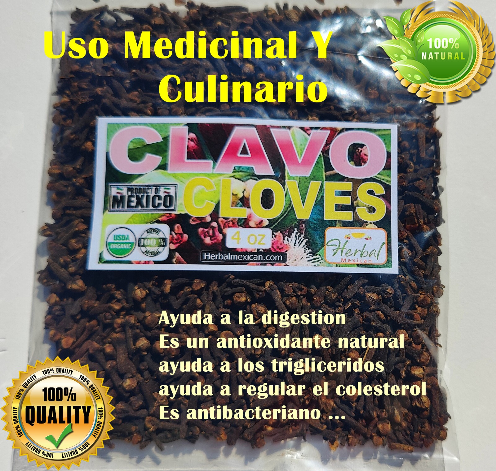 Clavos de olor - Clove - Cloves whole  (Syzygium aromaticum)  clavo de olor 4oz