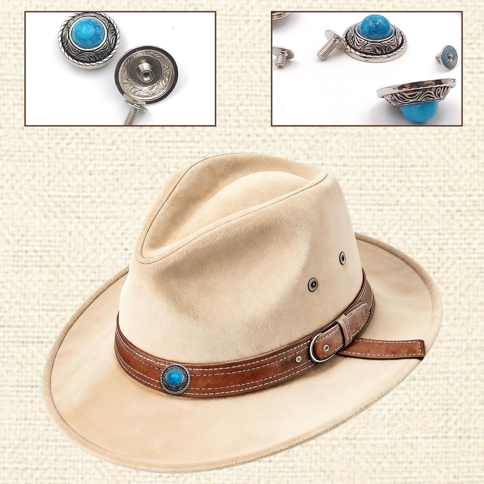 20 PCS Blue Turquoise Conchos Decorative Buckle Round Metal Screw Back