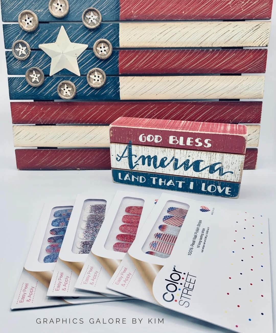 Color Street~ Patriotic USA red white blue America flag Memorial Day 4th of July