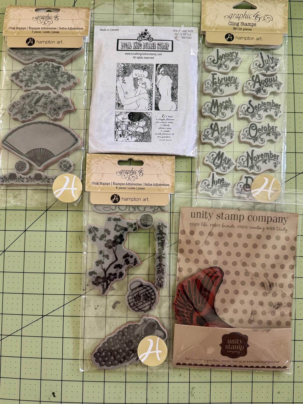 graphic 45 cling stamp lot vintage art nouveau unity rubber stamp set