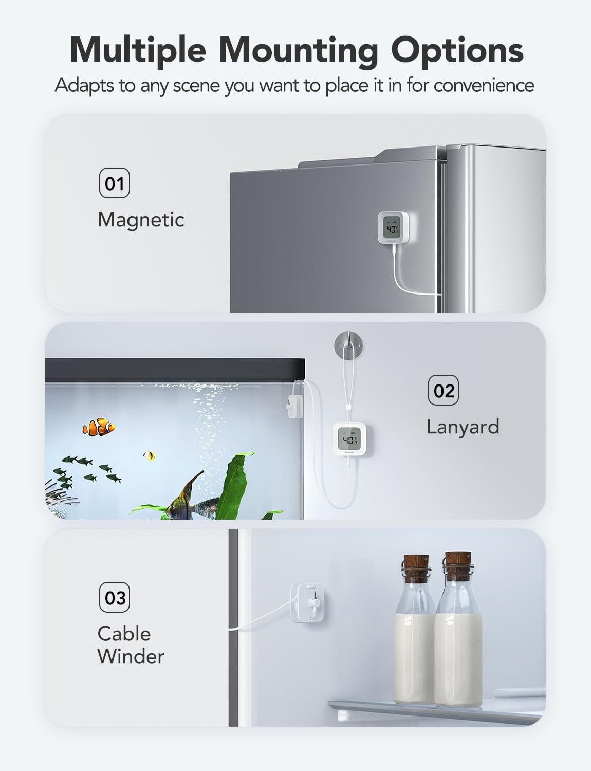 Wifi Refrigerator Thermometer with Alarm, Wireless Digital Freezer Temperature G