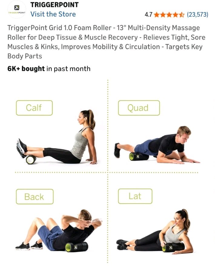 TriggerPoint GRID 1.0 Foam Roller 13in Black Massage Grid Multi-Density