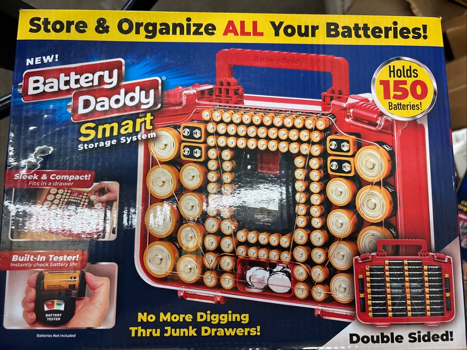 BATTERY DADDY Smart Storage System Case + Battery Tester (Holds 150 Batteries)