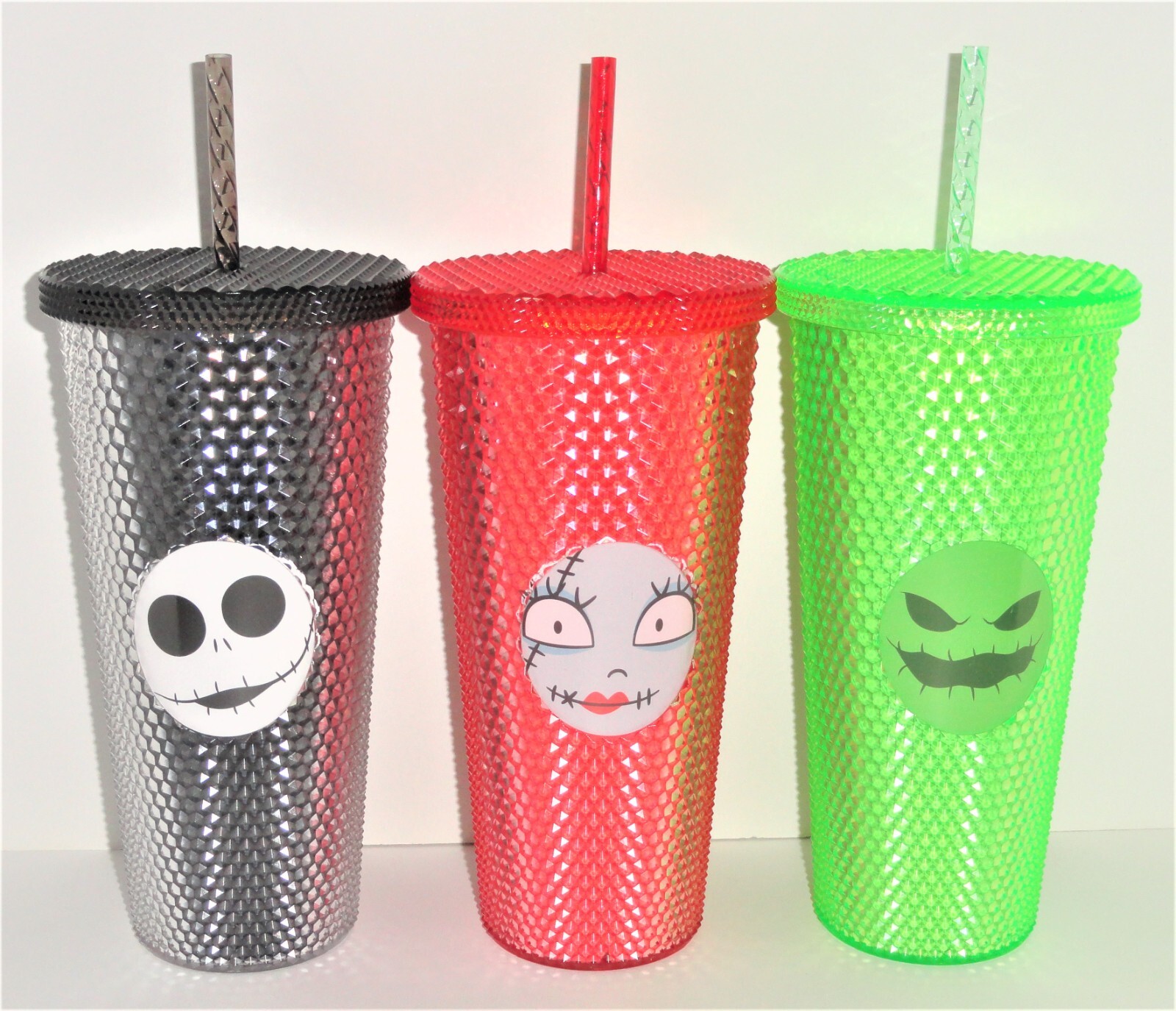 3 Disney Nightmare Before Christmas NBC Halloween Textured Tumblers w/ Straw