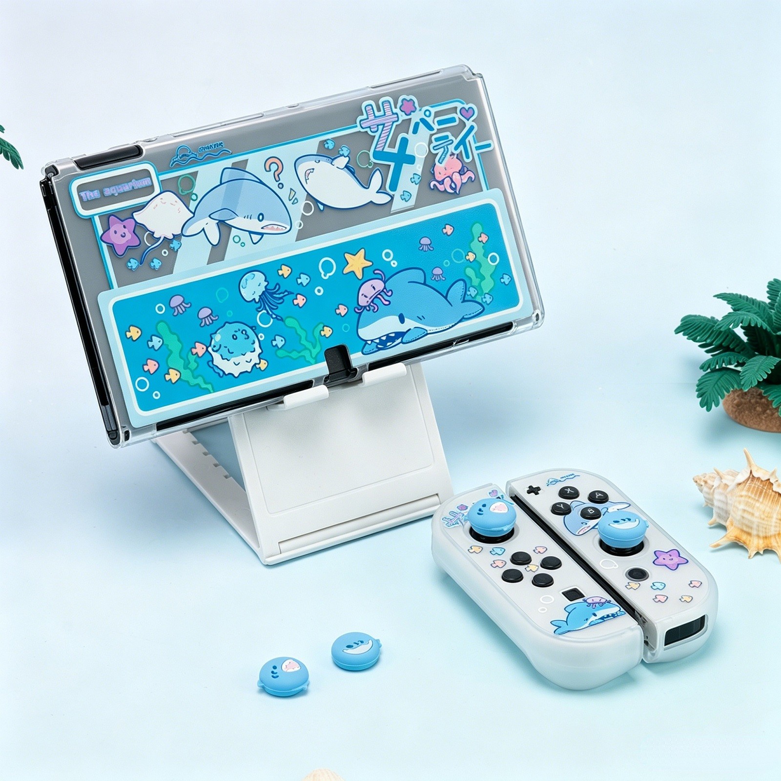 GeekShare Protective Case for Nintendo Switch OLED Hard Shell Clear Case Shark