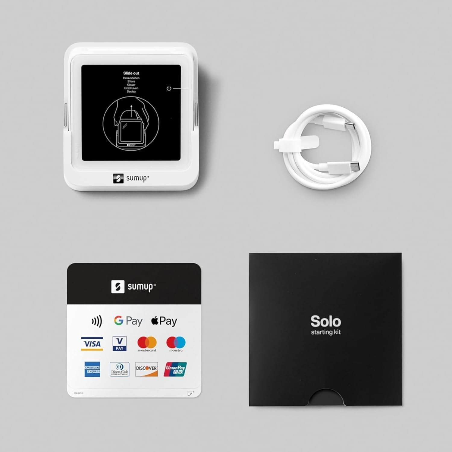 Credit Card Payment Card Reader with Touch Screen and Charging Station, Portable