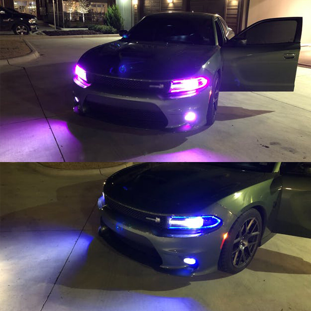 For 2015-23 Dodge Charger Bluetooth APP RGBW Multi-Color LED DRL Board Headlight