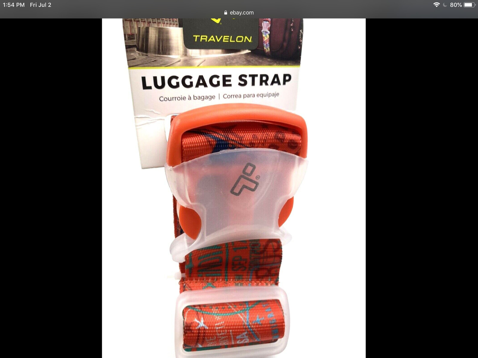 Travelon Luggage Strap for Carrying Case - Passport Stamps - 70”x 2” Adjustable